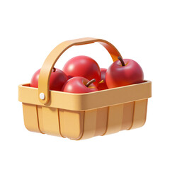 Apples in Basket 3D Render Icon Illustration in Cute Cartoon Style EUUSH3NL 20250401