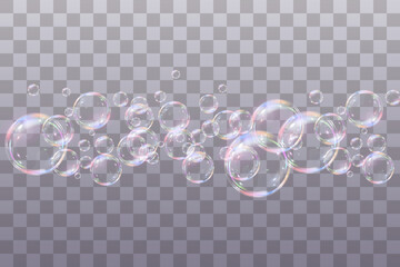 Festive bubbles.Network of realistic soap bubbles.Vector.EPS 10.