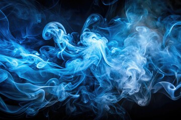 Fototapeta premium Panoramic dark backdrop, swirling mystical blue smoke; a digital fantasy art masterpiece.