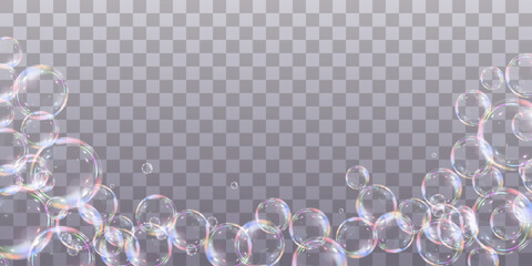 Festive bubbles.Network of realistic soap bubbles.Vector.EPS 10.