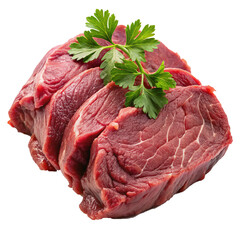 Fresh Raw Beef Steaks Ready for Cooking with Parsley Garnish