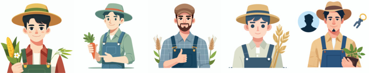 vector collection of young farmers
