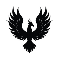 Obraz premium Phoenix Silhouette Rising From Flames Silhouette