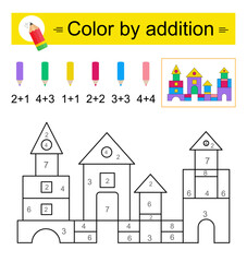 Obraz premium Coloring pages. Vector illustration for kids education. Cartoon palace.