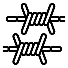 Barb wire line icon, guard barrier concept. Vector graphics. Metal barbed cord sign on white background, style mobile or design.