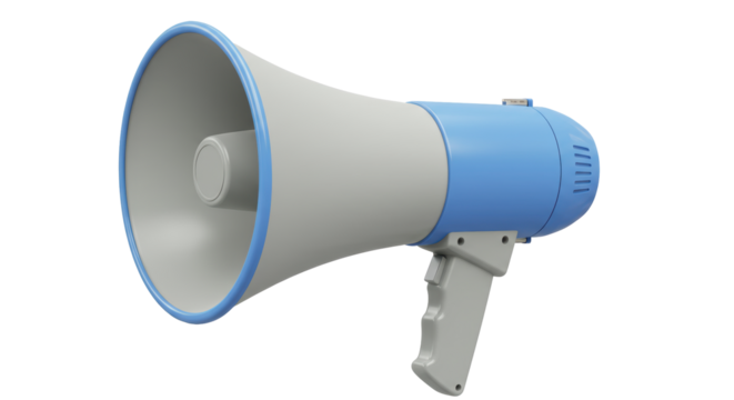 Isolated Blue and White Megaphone