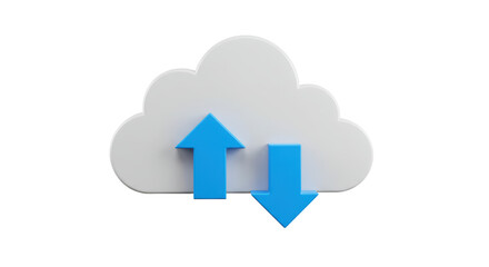 Isolated Cloud with Upload and Download Arrows