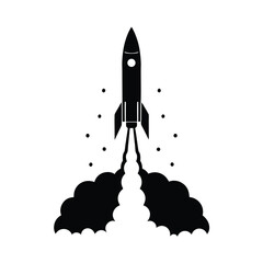 Rocket Silhouette Launching Vector Art