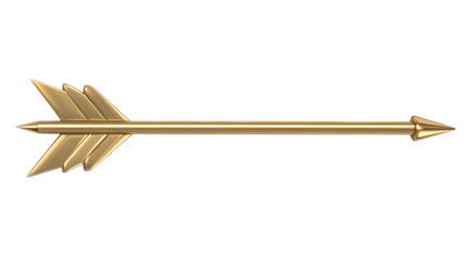Gold Arrow with Pointed Tip on Transparent Background for Professional Design Use
