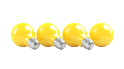 Isolated Glowing Yellow Light Bulb on Transparent Background - Creative Concept Illumination Image