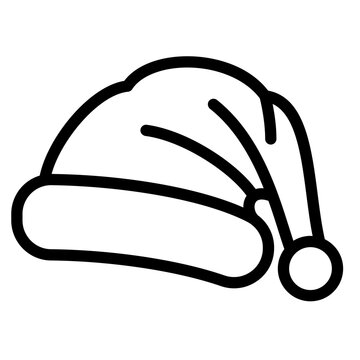 Santa Claus hat line icon, christmas concept. Vector graphics. Winter hat with bubo, headwear sign on white background, style mobile or design.