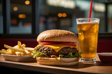 Juicy double cheeseburger with pickles and melted cheese, presented on a clean white plate. A bold and minimal American favorite.

