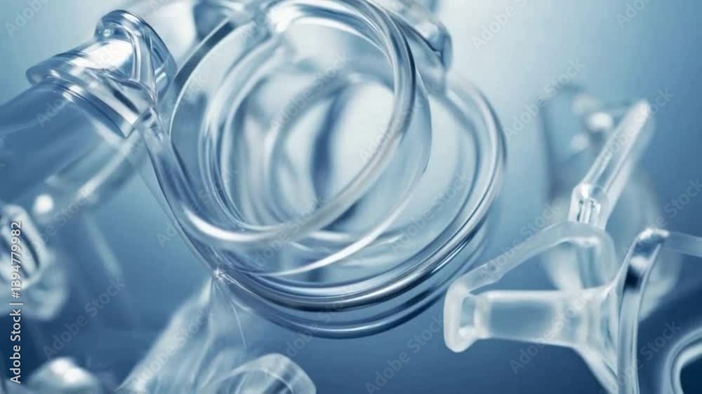 Poster Delicate Transparency: A close-up captures the elegant form of glass components, their smooth surfaces reflecting a subtle play of light and shadow.