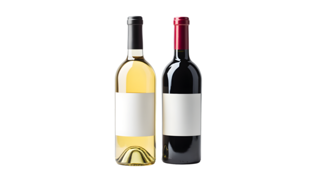 Red and White Wine Bottle Isolated on Transparent Background - Elegant Beverage Presentation Shot