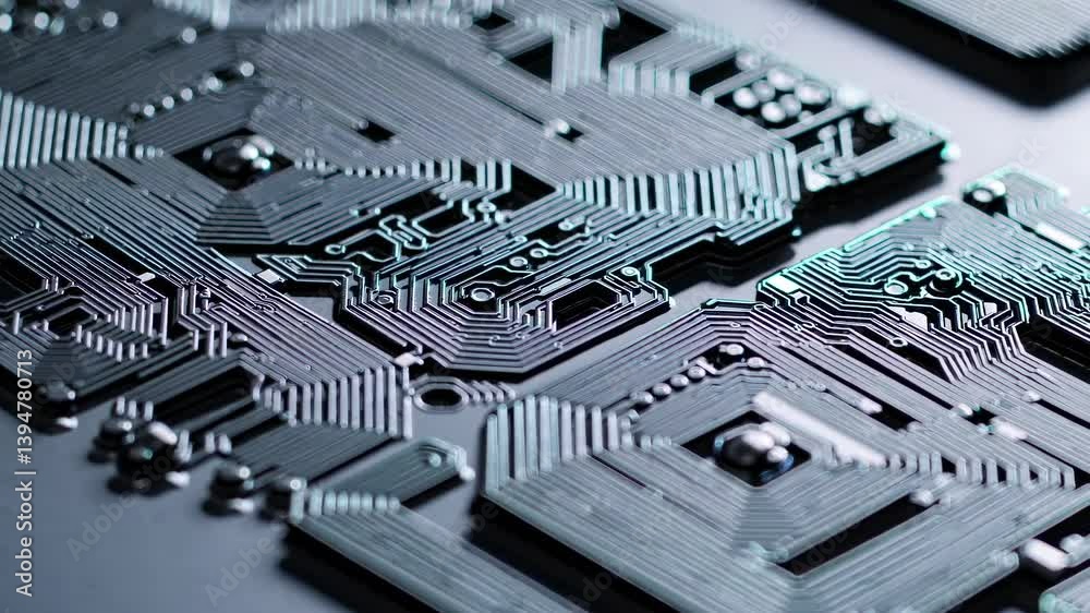 Leinwandbilder exploring intricate circuit designs on a printed circuit board under detailed lighting conditions