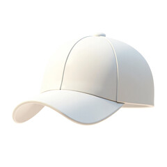 Fototapeta premium White Baseball Cap 3D Render Icon Illustration in Cute Cartoon Style with Transparent Background