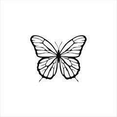 Vector logo butterfly, butterfly icon, symmetrical wing illustration, black and white vector butterfly, abstract butterfly design, intricate butterfly emblem.