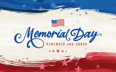 Happy Memorial day background vector with 
abstract stars and stripes patriotic grunge distressed 
American flag clipart background banner, USA