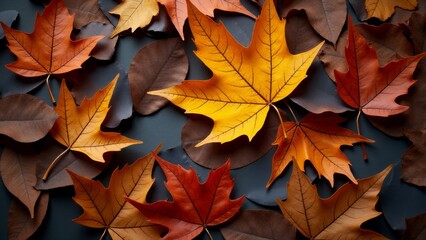 Autumn Leaves Background In Yellow, Red