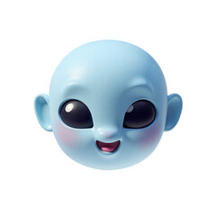 Smiling Cute Alien Head Only 3D Render Icon Illustration with Cute Cartoon Style Design Element