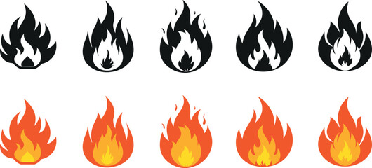 Fire Flame Icons for Creative Design

