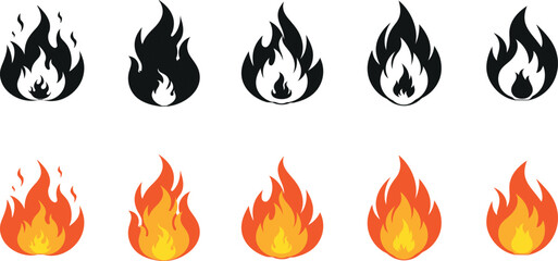 Fire Flame Icons for Creative Design

