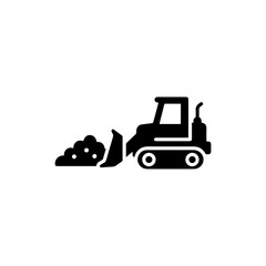 Black Icon of Bulldozer Pushing Dirt