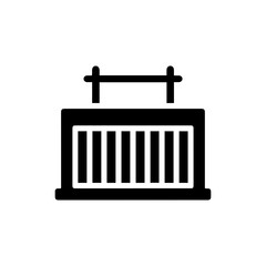 Black Icon of Site Office Container for Construction and Worksite