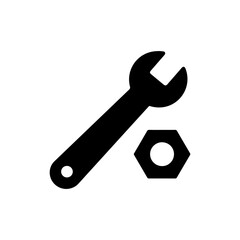 Black Icon of Spanner with Nut for Mechanical and Repair Work
