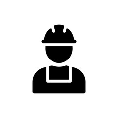 Worker Wearing Hard Hat Icon Black Filled Minimal Standing Pose