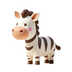 Zebra Side View 3D Render Icon Illustration Cute Cartoon Style with Striped Pattern and a Transparent Background