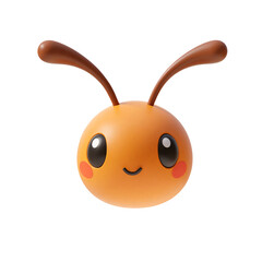 Ant Head Only 3D Render Icon with Cute Cartoon Style. Insect Head Isolated Illustration