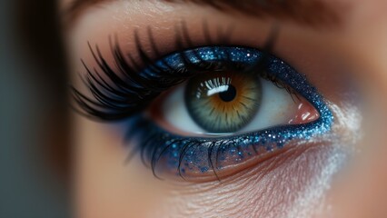 Fototapeta premium Close-Up of Hazel Eye With Glitter