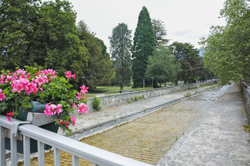 Landscape from town of Vevey to Lake Geneva, Switzerland