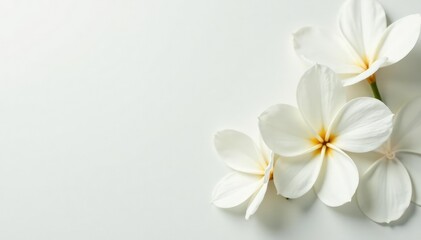 Fototapeta premium Close-up shot of pristine white petals on a pure white backdrop , minimalism, calm, pure