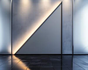 Wall with a single empty frame positioned diagonally, illuminated by adjustable spotlights. 