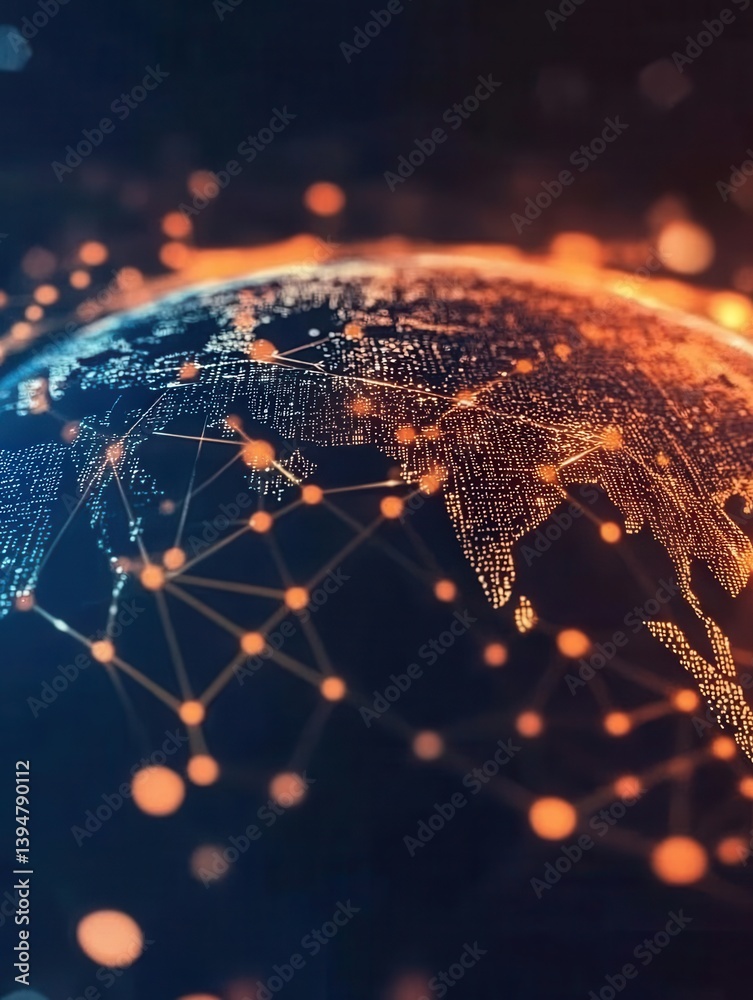 Aufkleber digital world connection a global network of interconnected points representing data transfer and co