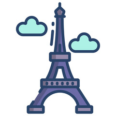 Linear color Eiffle tower icon