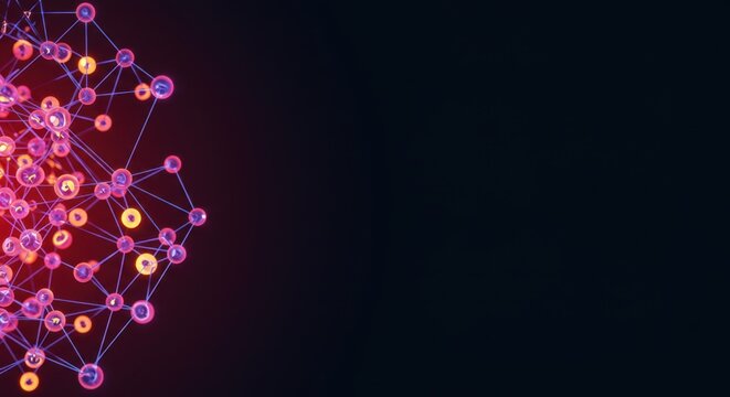 Abstract Network Structure Visualization:  Interconnected Nodes and Global Connections in a Digital World
