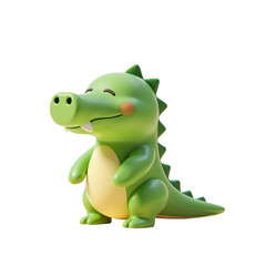 Cute Crocodile Full Body Animal 3D Render Icon Illustration with Cute Cartoon Style Isolated