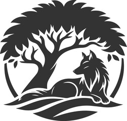 Silhouette of a wolf black vector animal