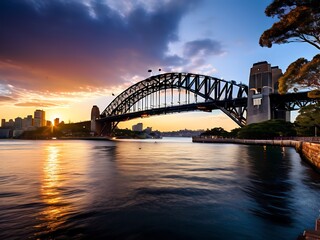 Naklejka premium Sydney Harbour Bridge at Sunset