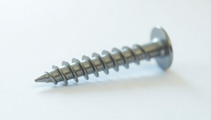 Close-up view of a single orthopedic screw on white background , osteosynthesis, fracture