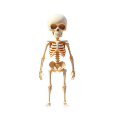 Human Skeleton Anatomy 3D Render Icon Design with Funny Cute Cartoon Illustration Style
