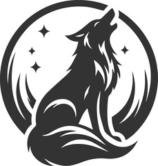 Silhouette of a wolf black vector animal