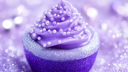 Glittery Purple Cupcake Festive Dessert Sweet Treat