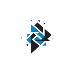 Abstract Geometric Design with Blue and Black Shapes