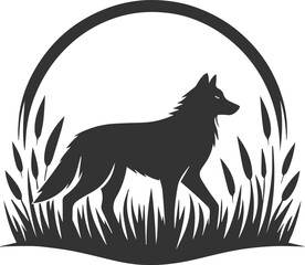 Silhouette of a wolf black vector animal