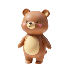 Naklejka premium Cute Brown Bear Full Body Character 3D Render Icon Illustration Cute Cartoon Style Isolated