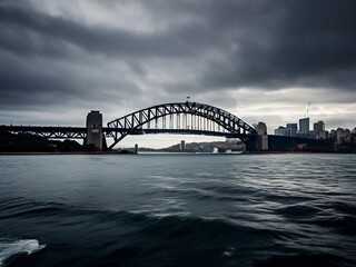 Obraz premium Sydney Harbour Bridge Under a Stormy Sky